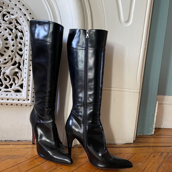 PRADA Spazzolato Knee High Stiletto Boots Size 8.5 - Picture 3 of 11